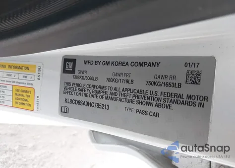 2017 Chevrolet Spark 1Lt Cvt из США, поврежденный, VIN KL8CD6SA9HC785213